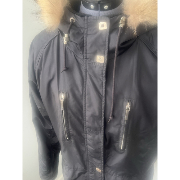 Vintage Metropolis Legacy Sz 14 Winter Parka Coat Black Tan Faux Fur Hood Lined - Picture 10 of 16